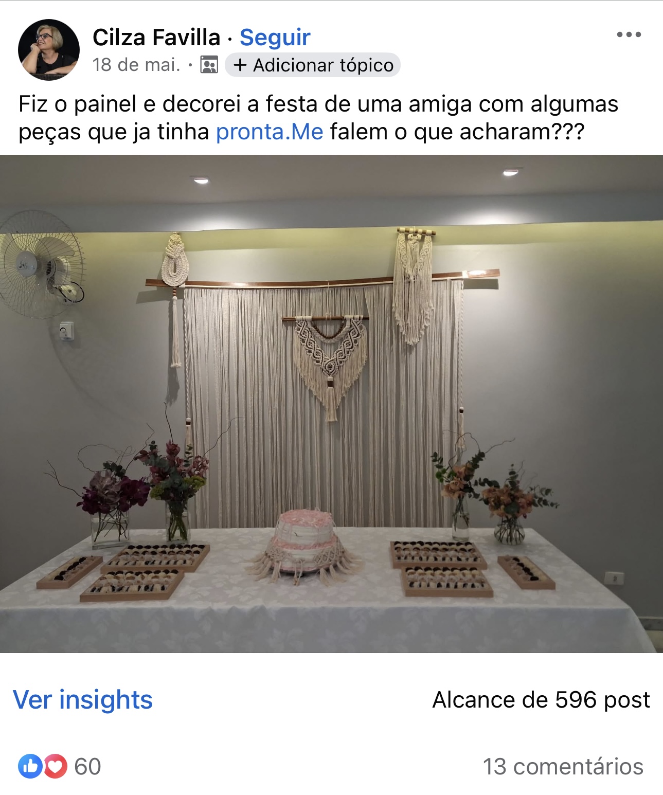 Painel de macramê feito por Cilza Favilla, aluna de Giovanni Zorzal